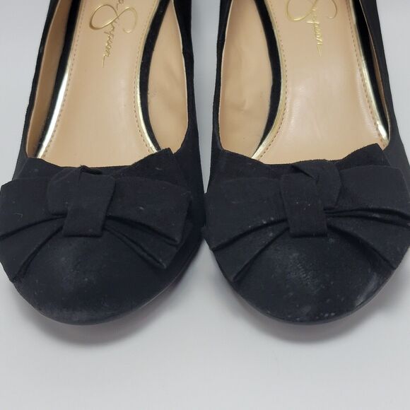 Jessica Simpson Sheryll Womens Suede Black Bow Toe Slip On Wedge Shoes Size 8M - Picture 5 of 12
